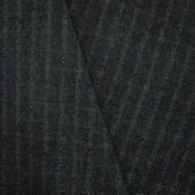 1 YD PC-Black/Night Navy Wool Blend Boucle Plaid Jacketing Fabric
