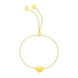 14k Yellow Gold Adjustable Heart Bracelet by Avera Group