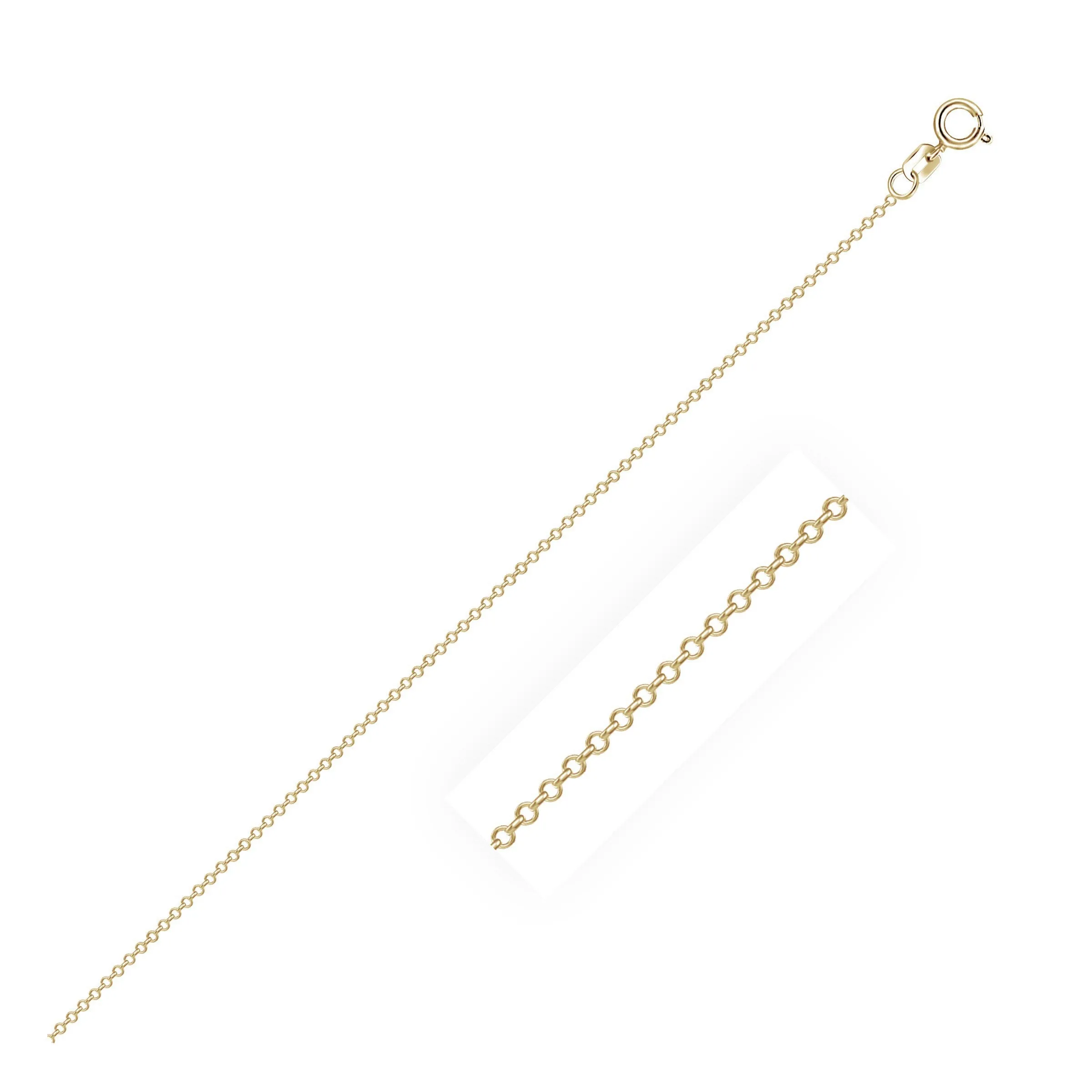 14k Yellow Gold Cable Link Chain 0.5 mm by Avera Group