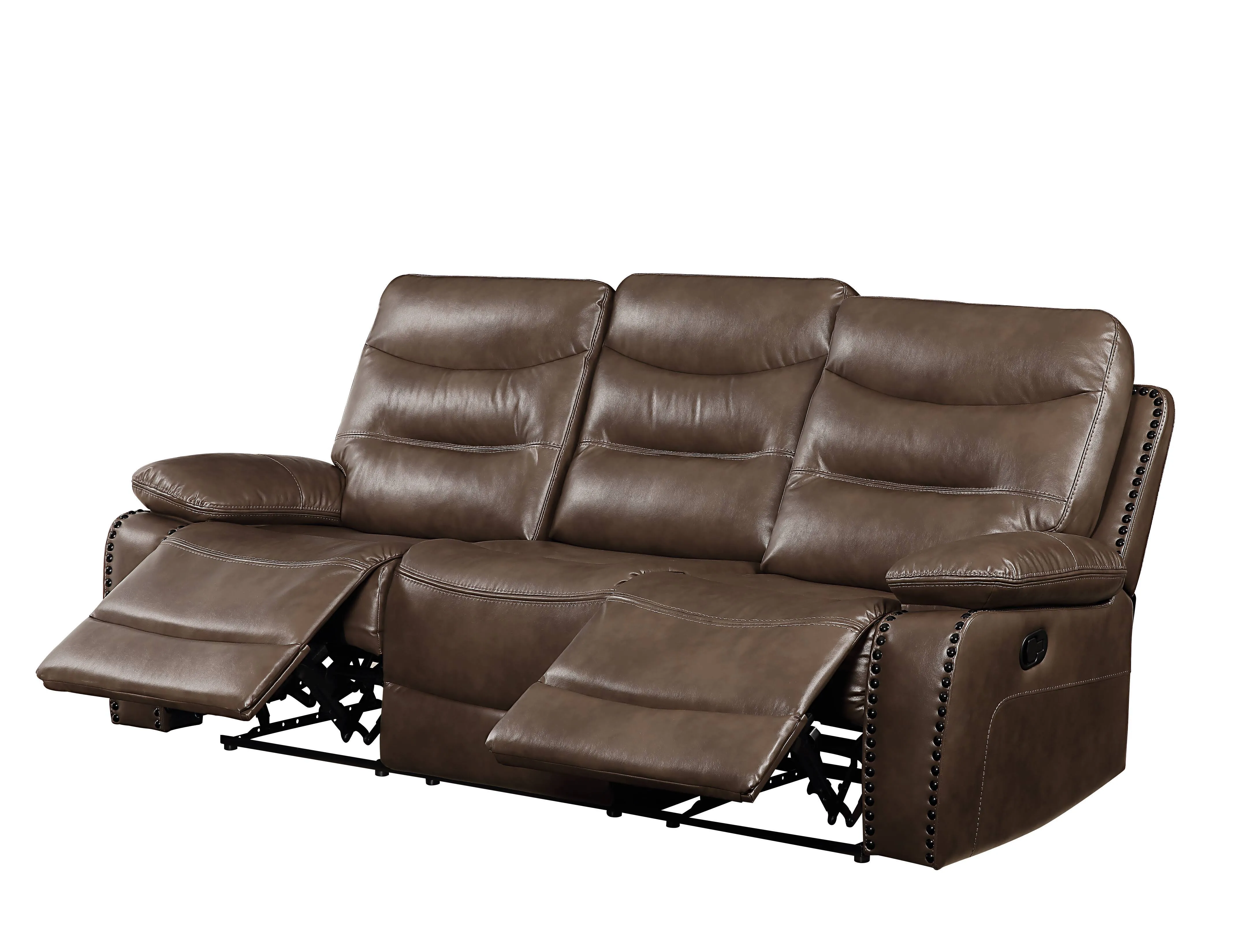 Aashi - Leather Gel Match 3 Piece Recliner Living Room Set - Brown by Couch.com