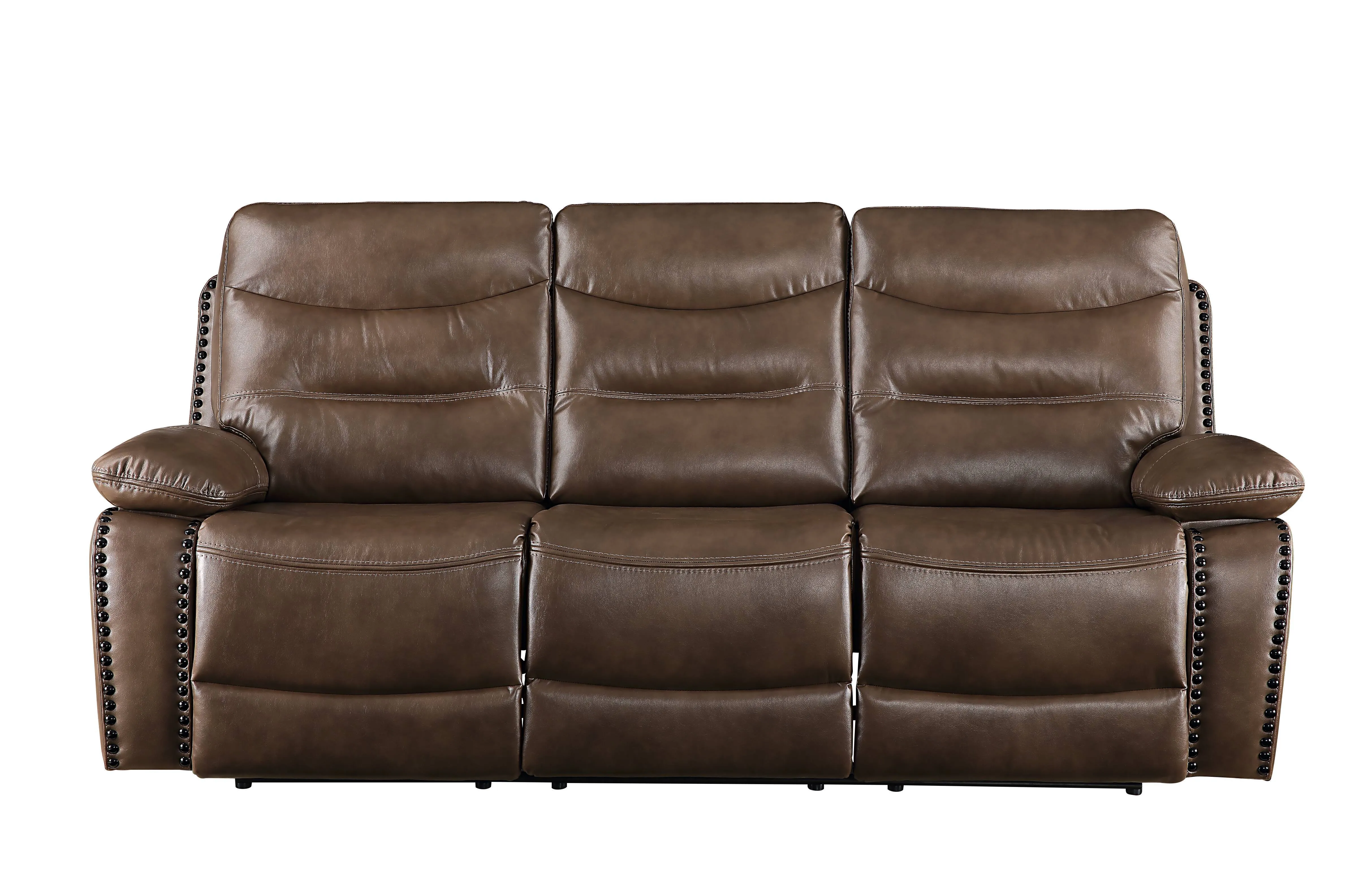 Aashi - Leather Gel Match 3 Piece Recliner Living Room Set - Brown by Couch.com