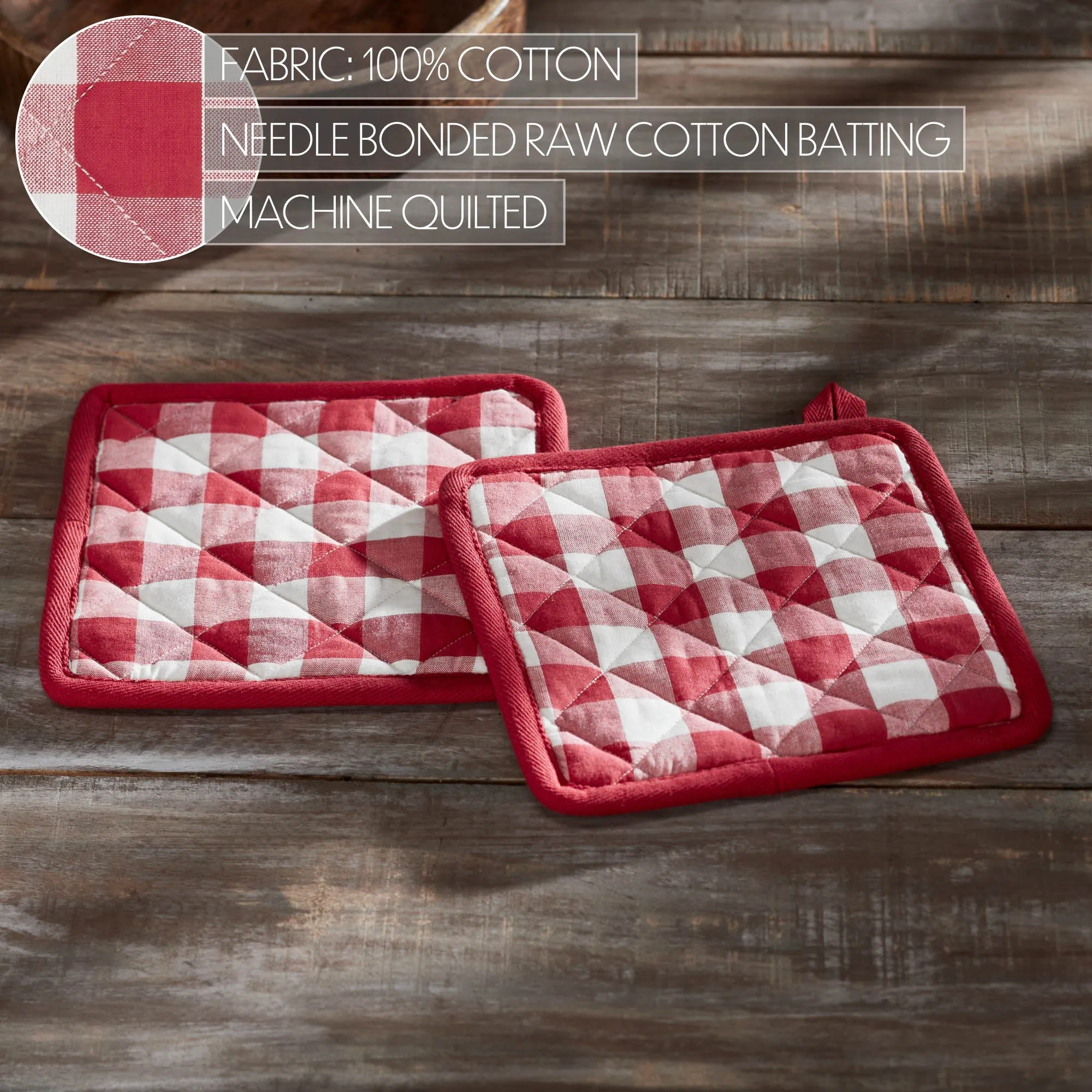 Annie Buffalo Check Red Pot Holder Set of 2 8x8