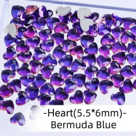 Bermuda Blue, Hearts (5.5x6mm/12pcs) by thePINKchair