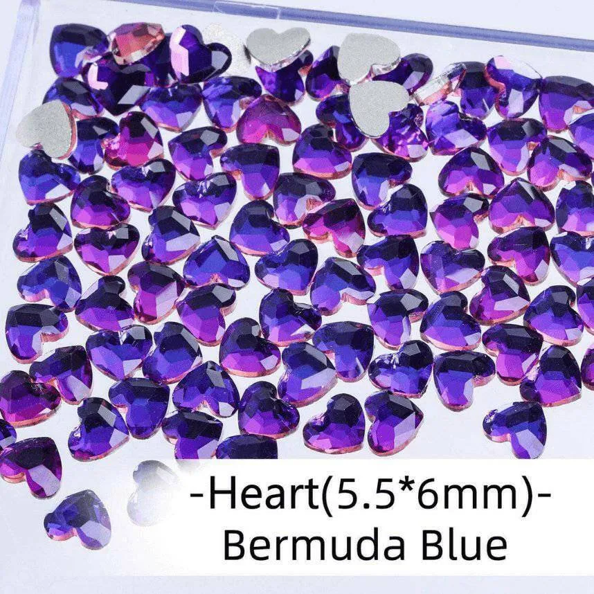 Bermuda Blue, Hearts (5.5x6mm/12pcs) by thePINKchair