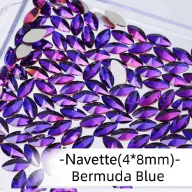 Bermuda Blue, Navette (4x8mm/12pcs) by thePINKchair