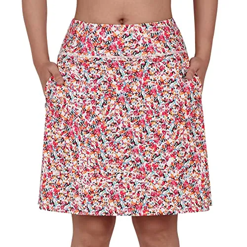 beroy Women's Swim Skirt Skorts Bottoms High Waisted Knee Length Skirts with Pockets UV Protection Grey S