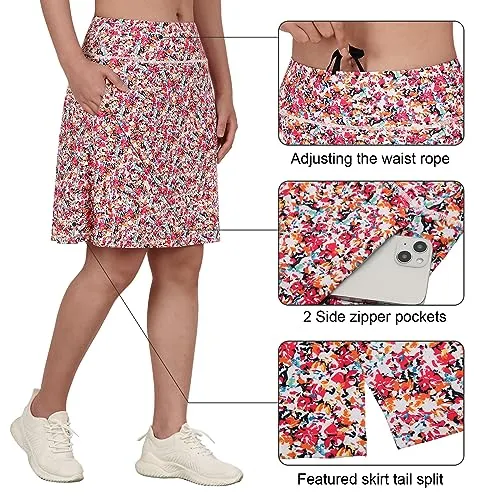 beroy Women's Swim Skirt Skorts Bottoms High Waisted Knee Length Skirts with Pockets UV Protection Grey S