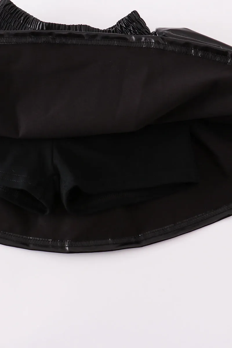 Black Girl Ruffle Laser Skorts