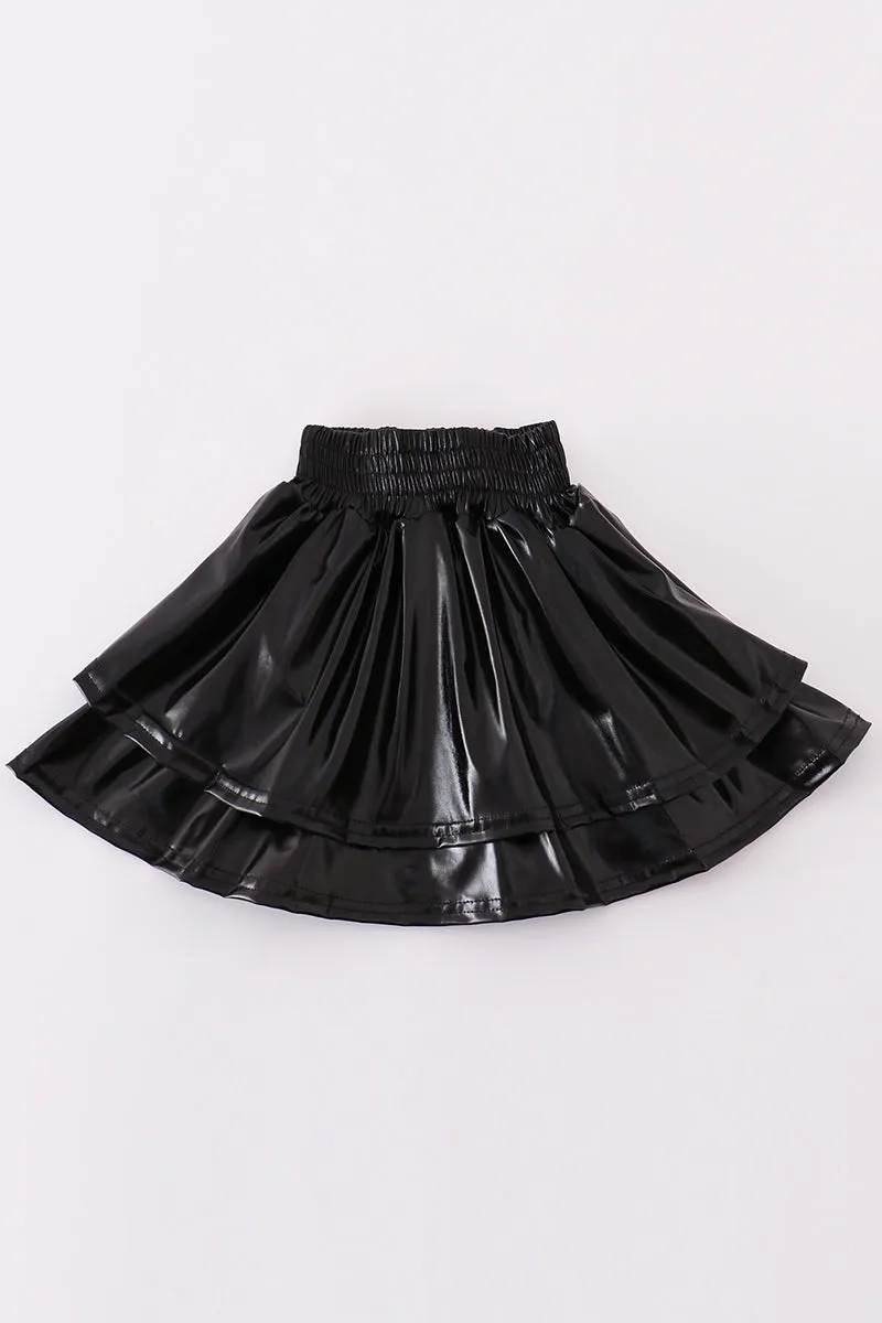 Black Girl Ruffle Laser Skorts