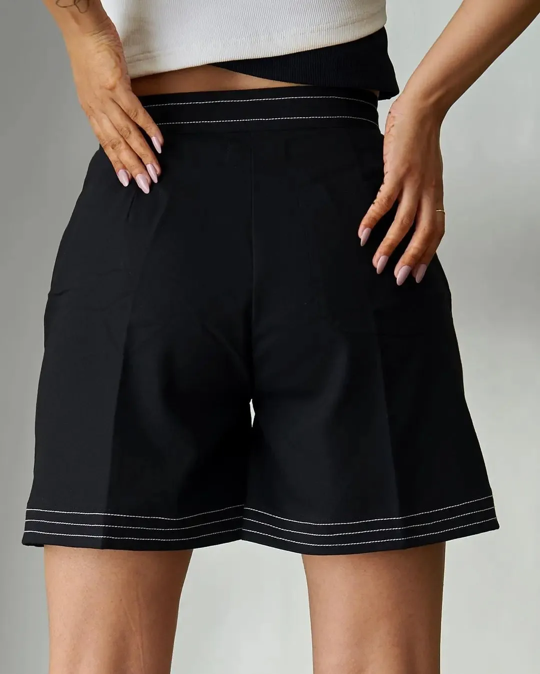 Black Top Stitch Skorts