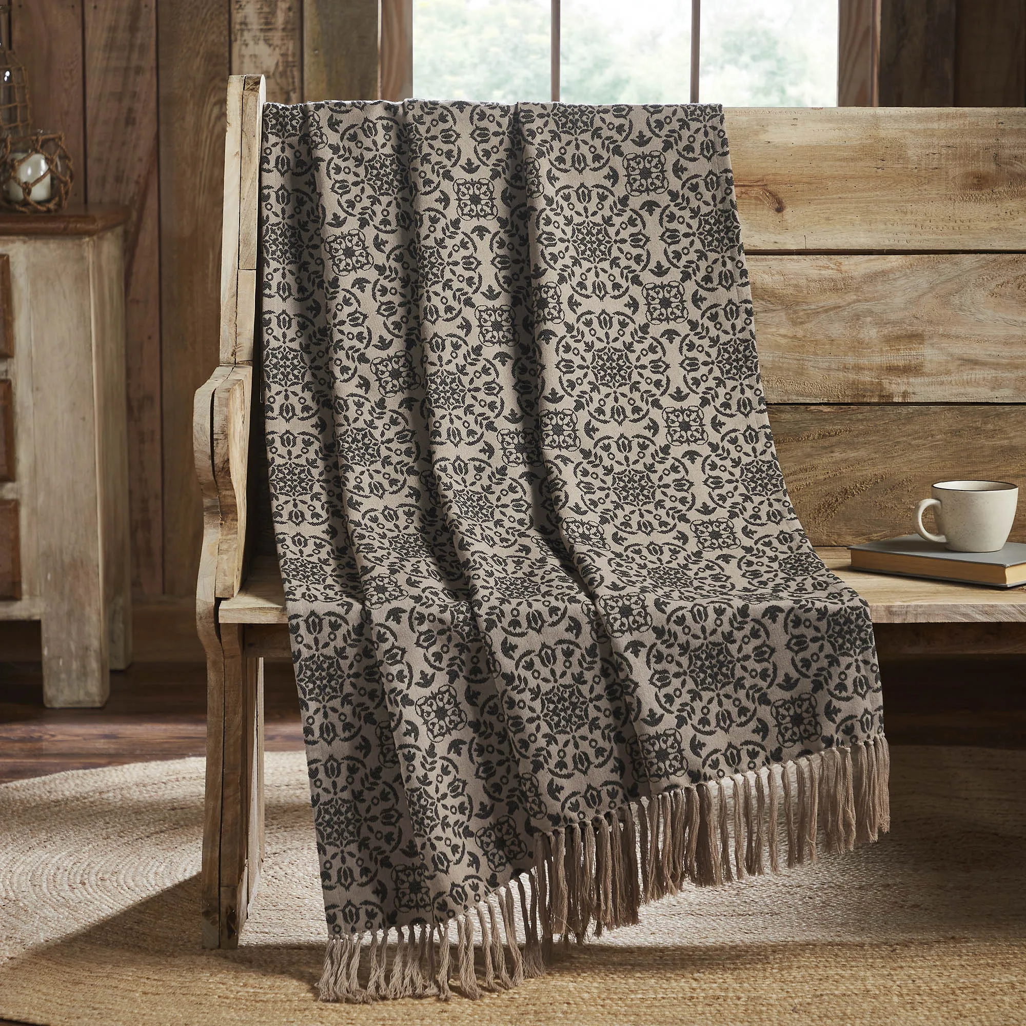 Custom House Black Tan Jacquard Coverlet Collection