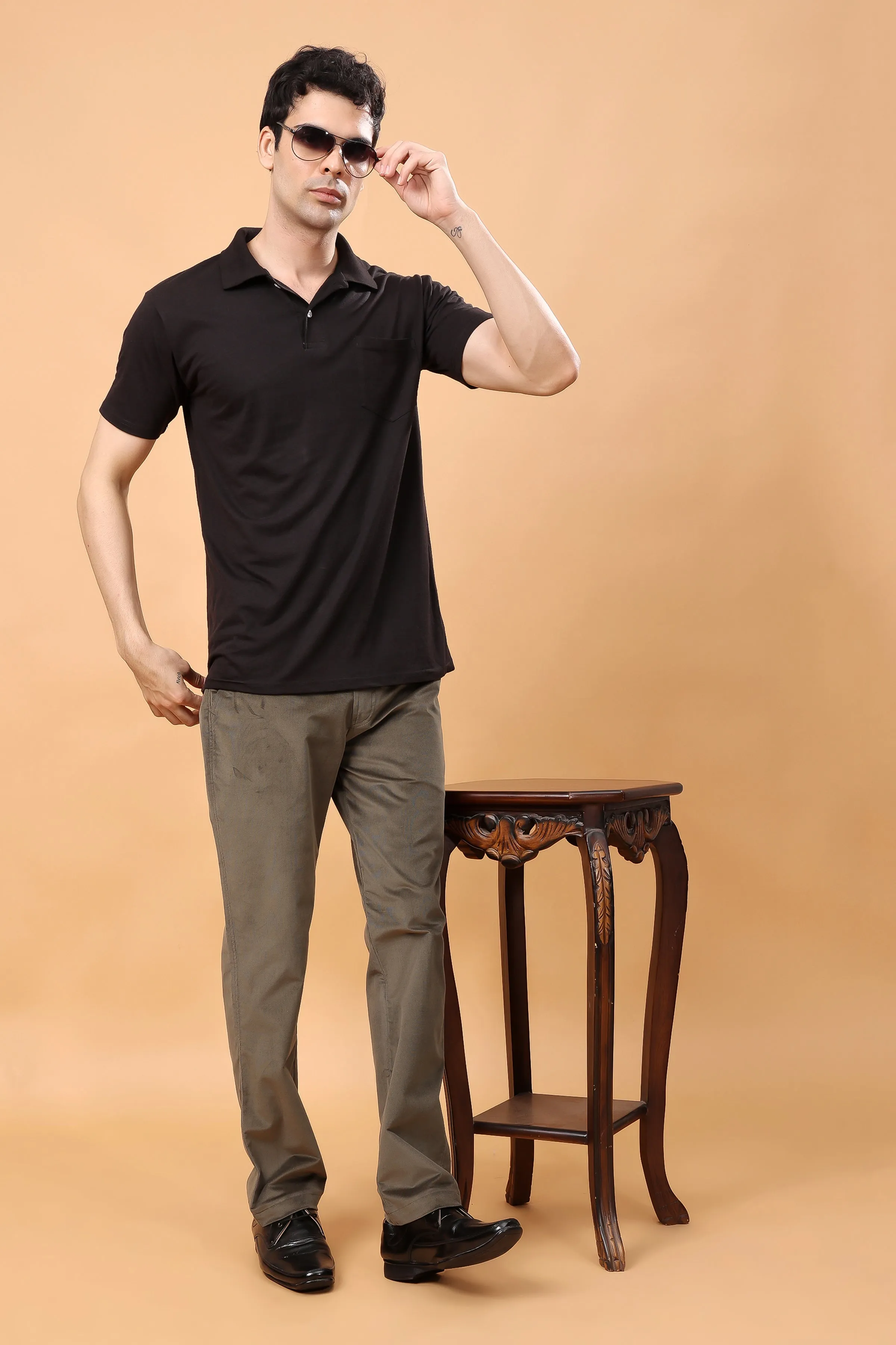 Earthy Green Corduroy Formal Trousers