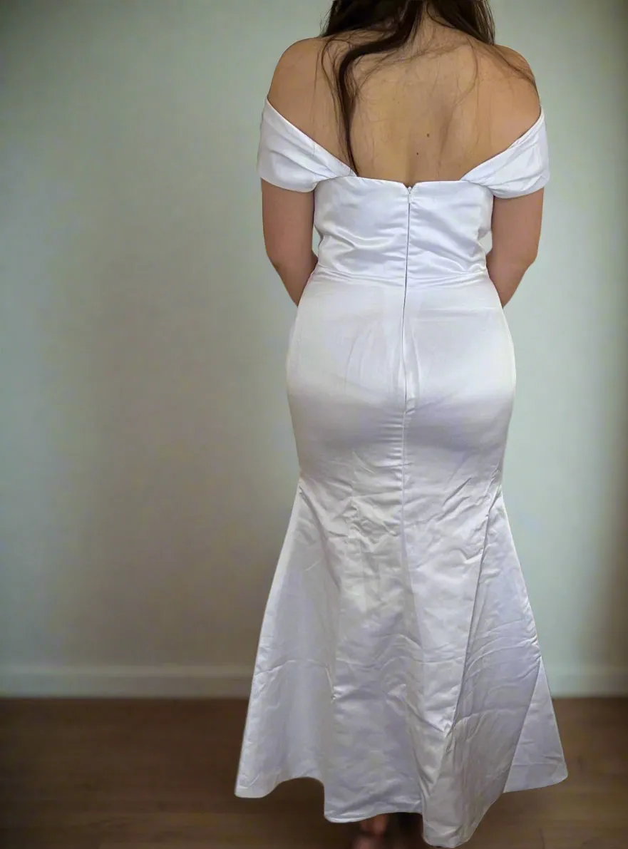 Elegant Simple Satin Mermaid & Train Wedding Gown Set All Sizes/Colors
