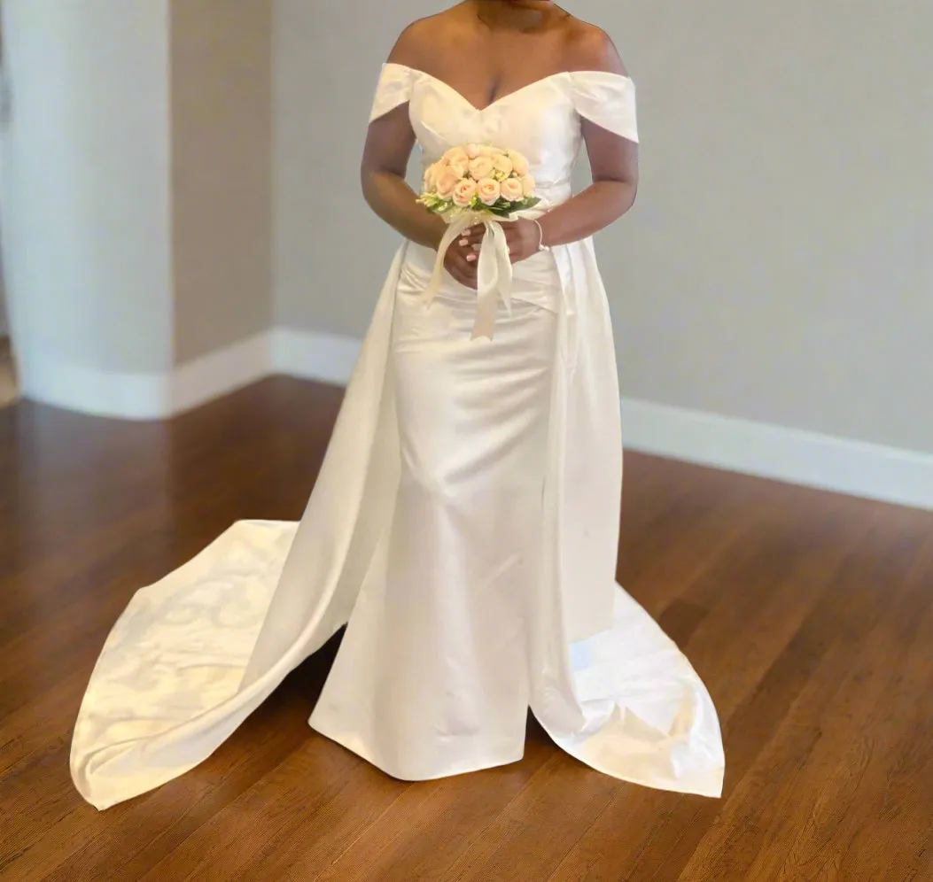 Elegant Simple Satin Mermaid & Train Wedding Gown Set All Sizes/Colors
