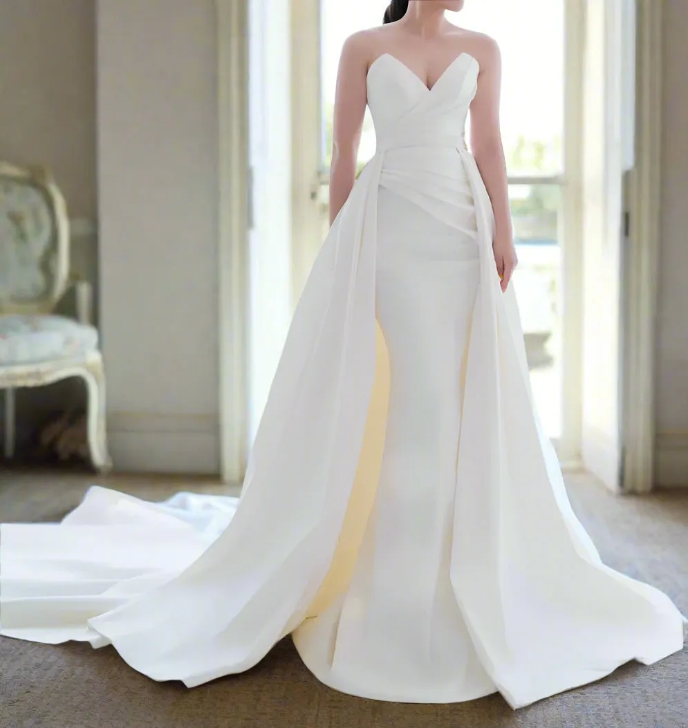 Elegant Simple Satin Mermaid & Train Wedding Gown Set All Sizes/Colors