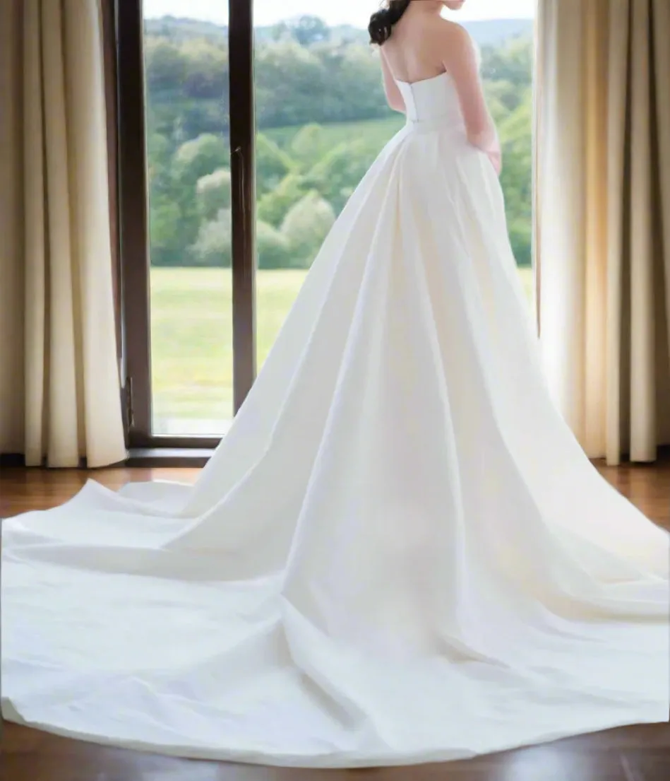 Elegant Simple Satin Mermaid & Train Wedding Gown Set All Sizes/Colors