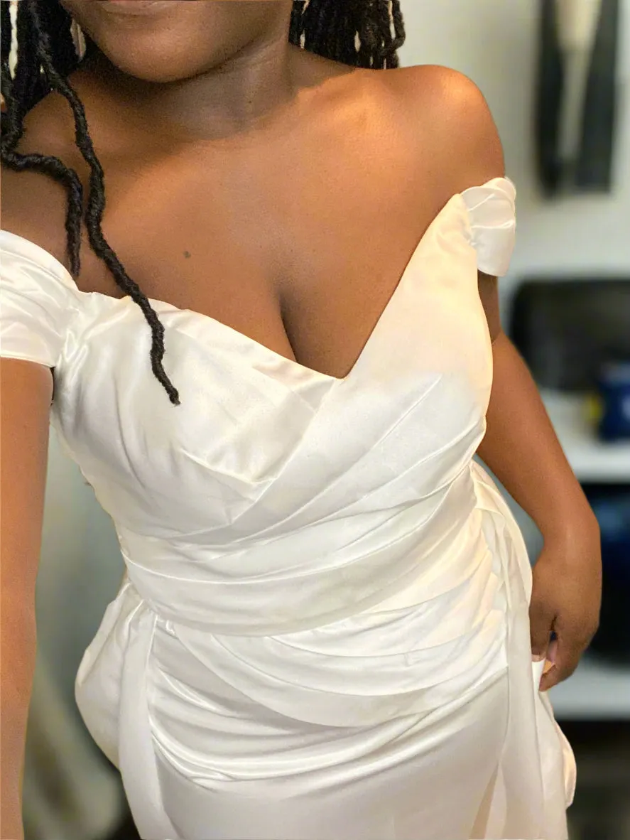 Elegant Simple Satin Mermaid & Train Wedding Gown Set All Sizes/Colors