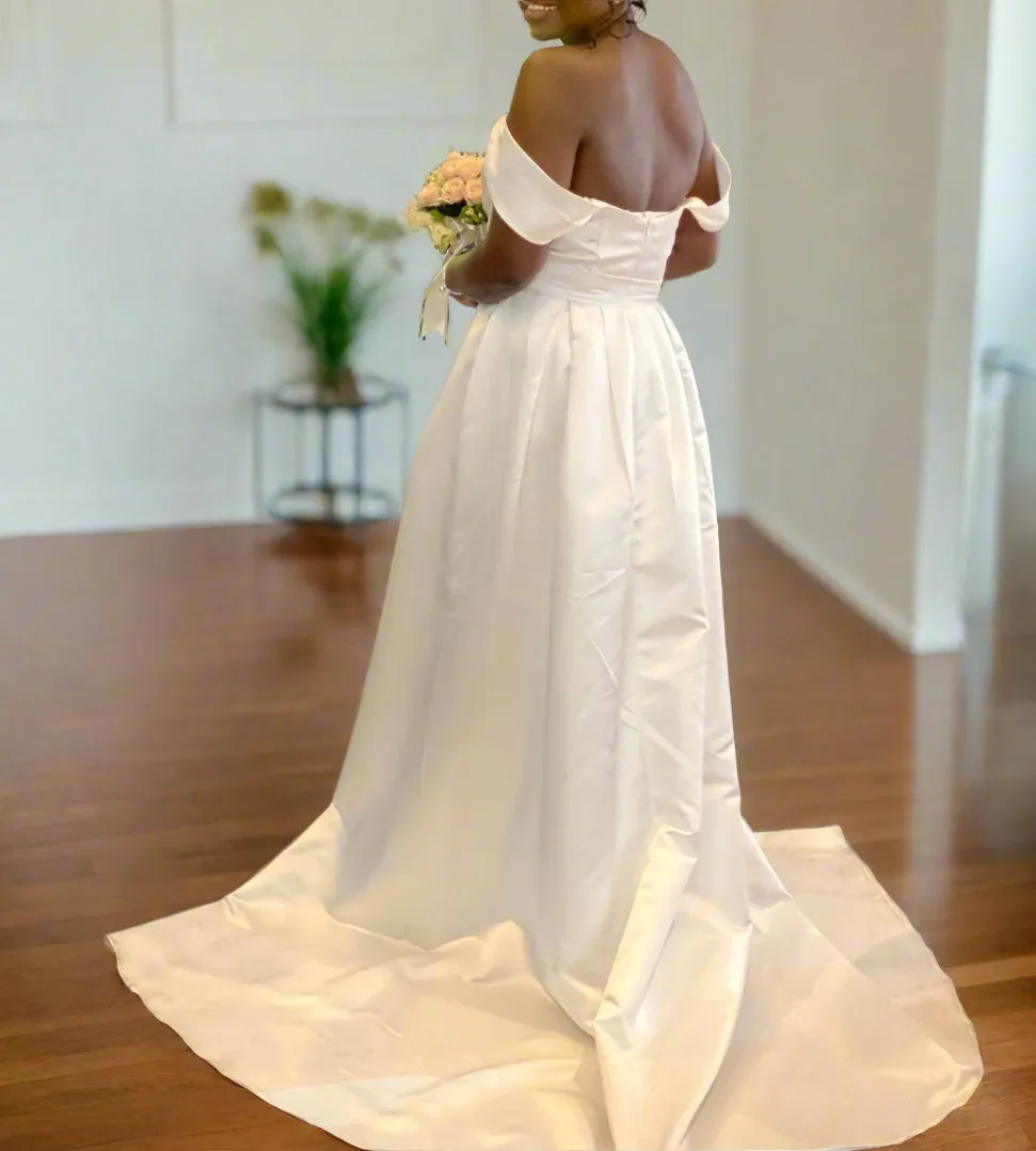 Elegant Simple Satin Mermaid & Train Wedding Gown Set All Sizes/Colors