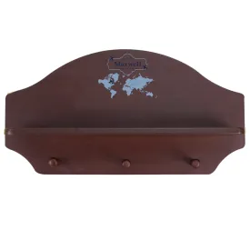 Espresso 3 Peg Wall Shelf - Blue World Map