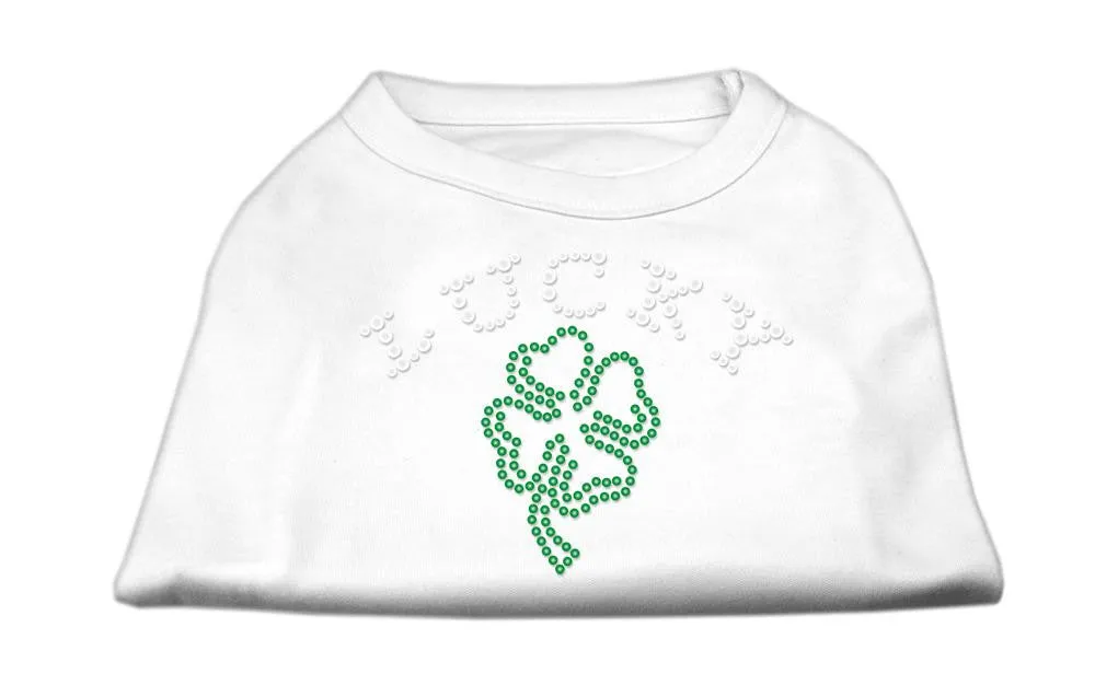 Four Leaf Clover Outline Rhinestone Shirts White XXL (18)