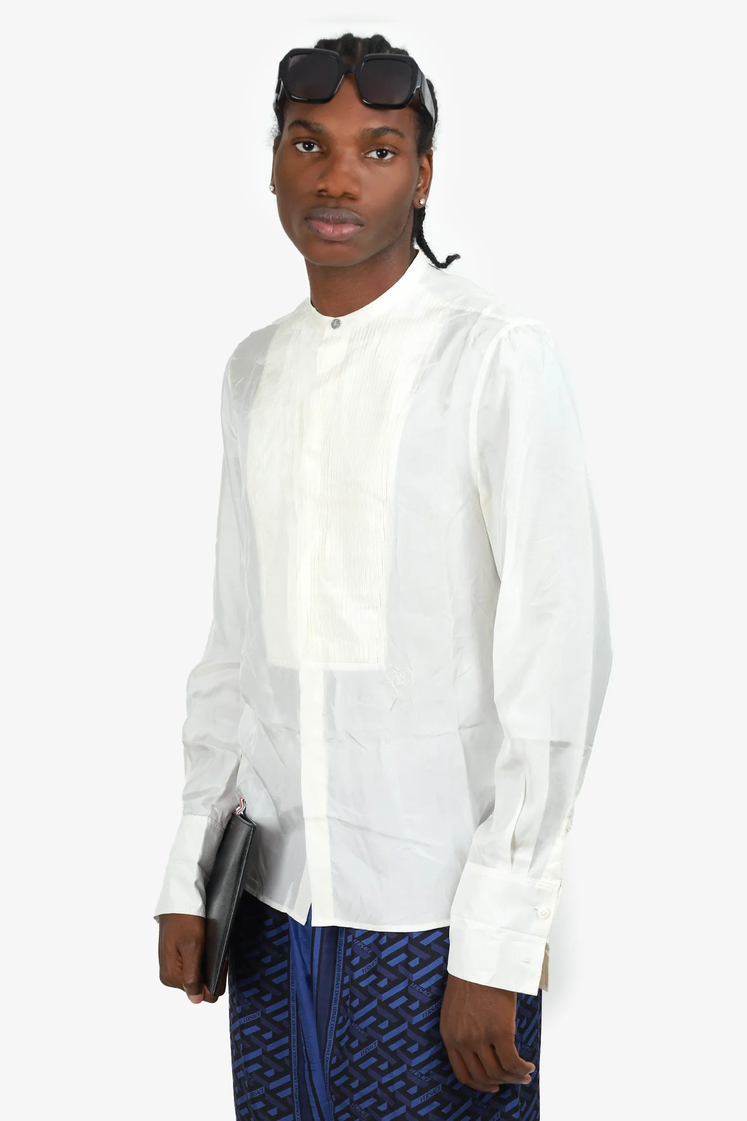 Giambattista Valli x H&M White Silk Pleated Shirt Size M Mens