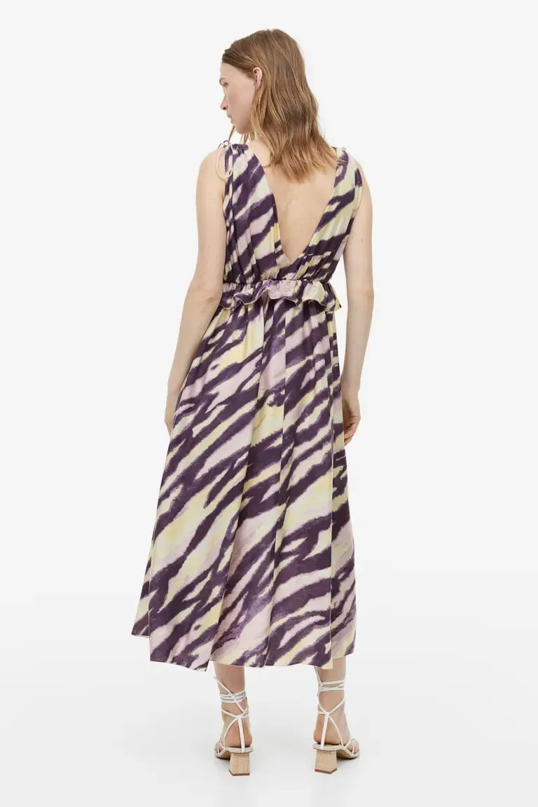 H&M Tie Draped Dress, Dark Purple/Zebra