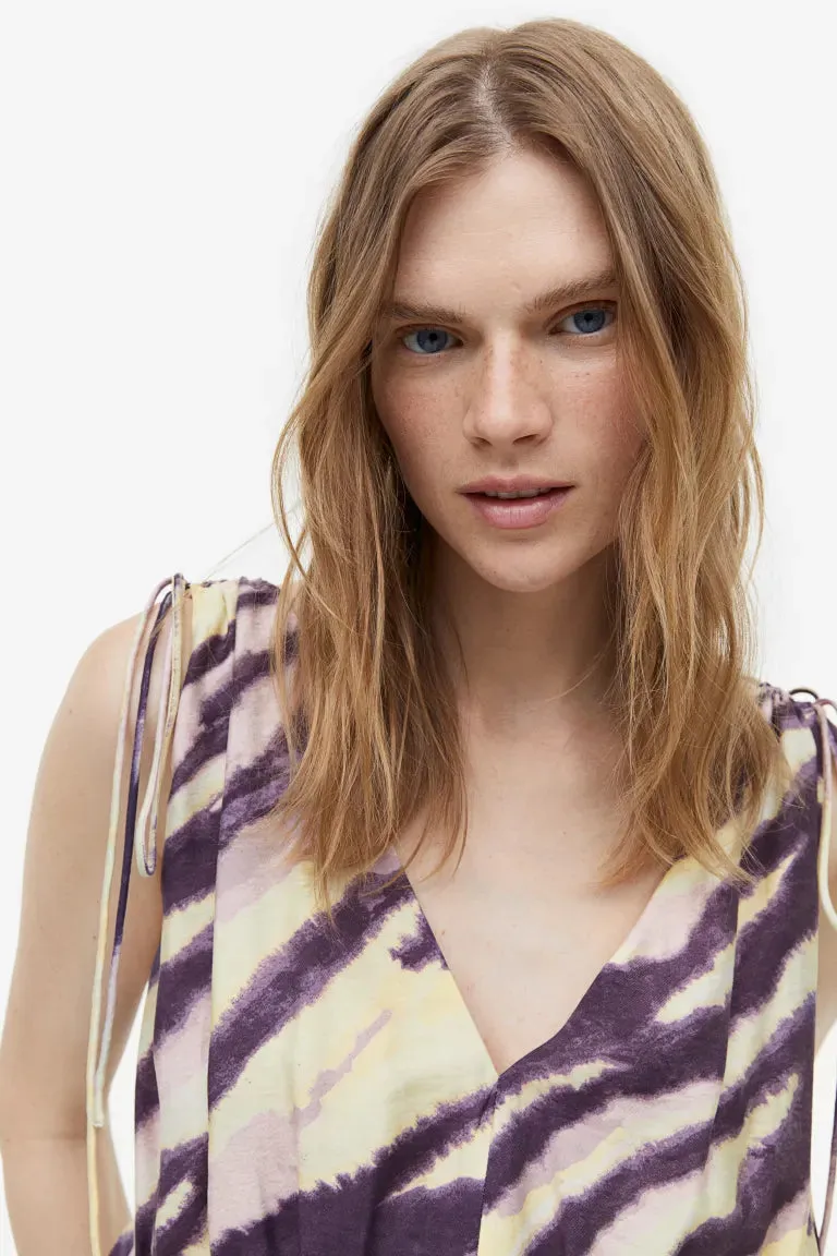 H&M Tie Draped Dress, Dark Purple/Zebra