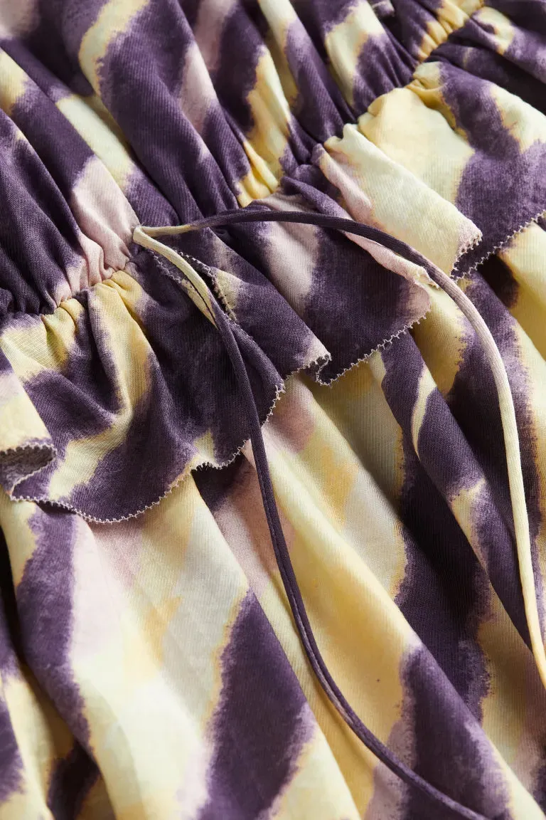H&M Tie Draped Dress, Dark Purple/Zebra