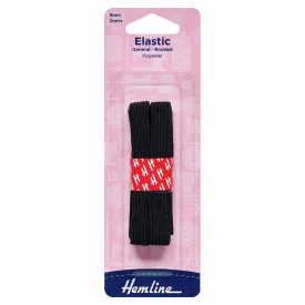 Hemline Elastic Braided : 2m x 9mm: Black