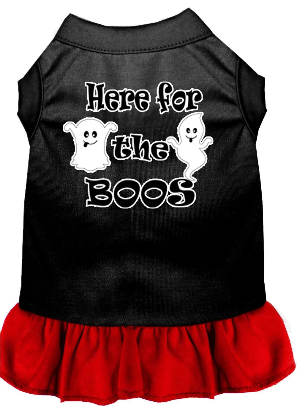 Here For The Boos Screen Print Dog Dress Black With Red Med (12)