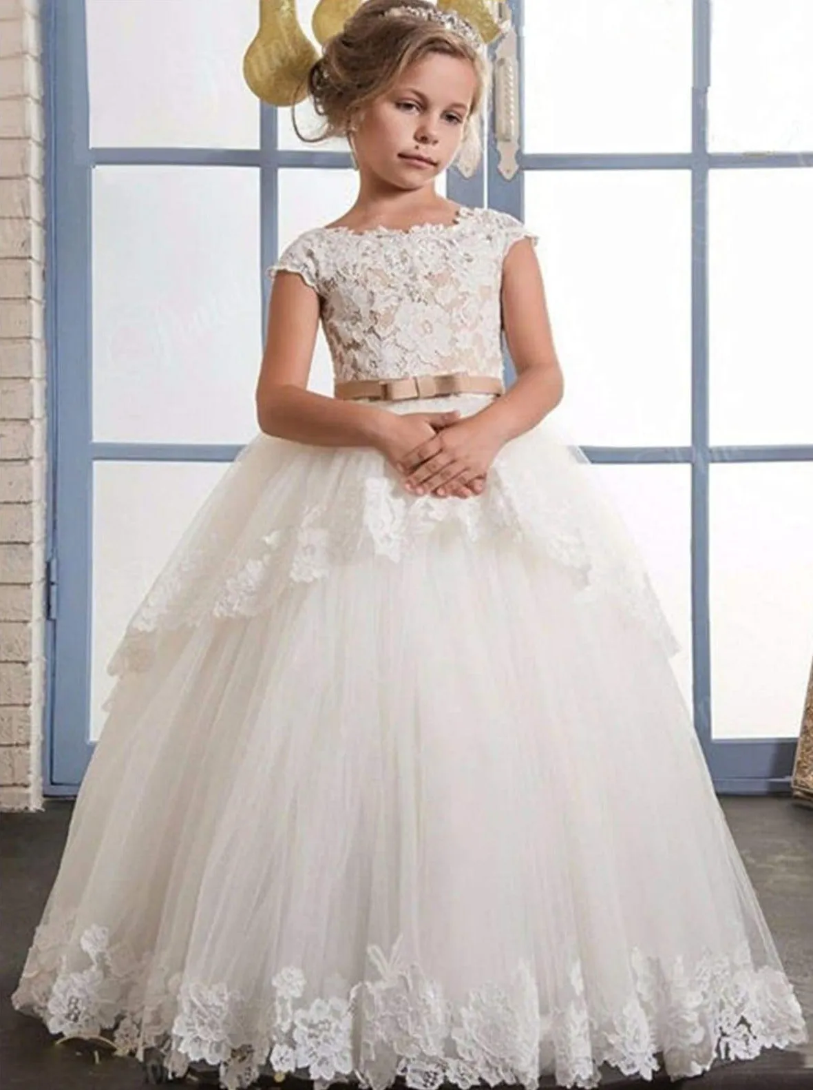 In Walked A Princess Tiered Communion Gown