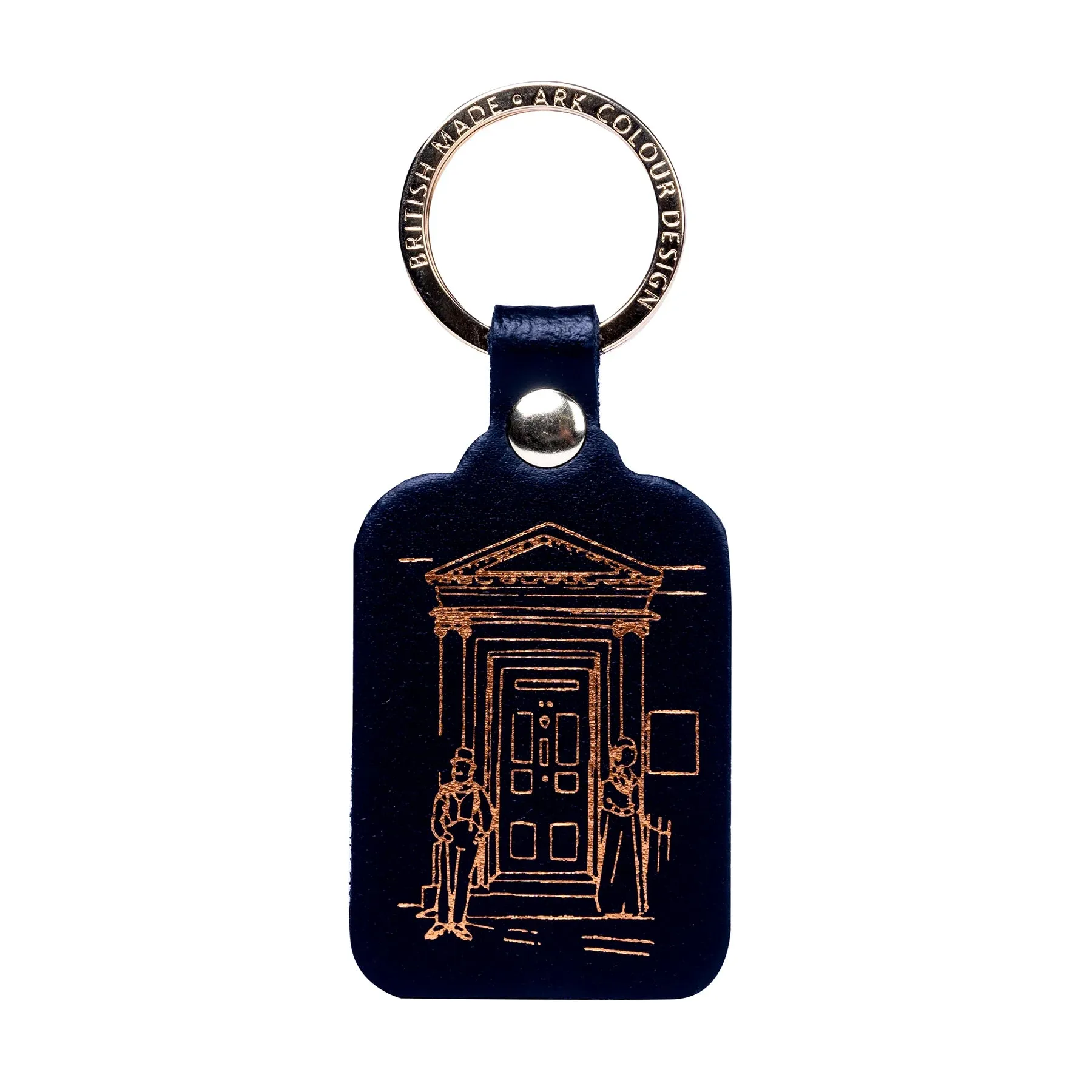 Jane Austen Keyring in Black Leather