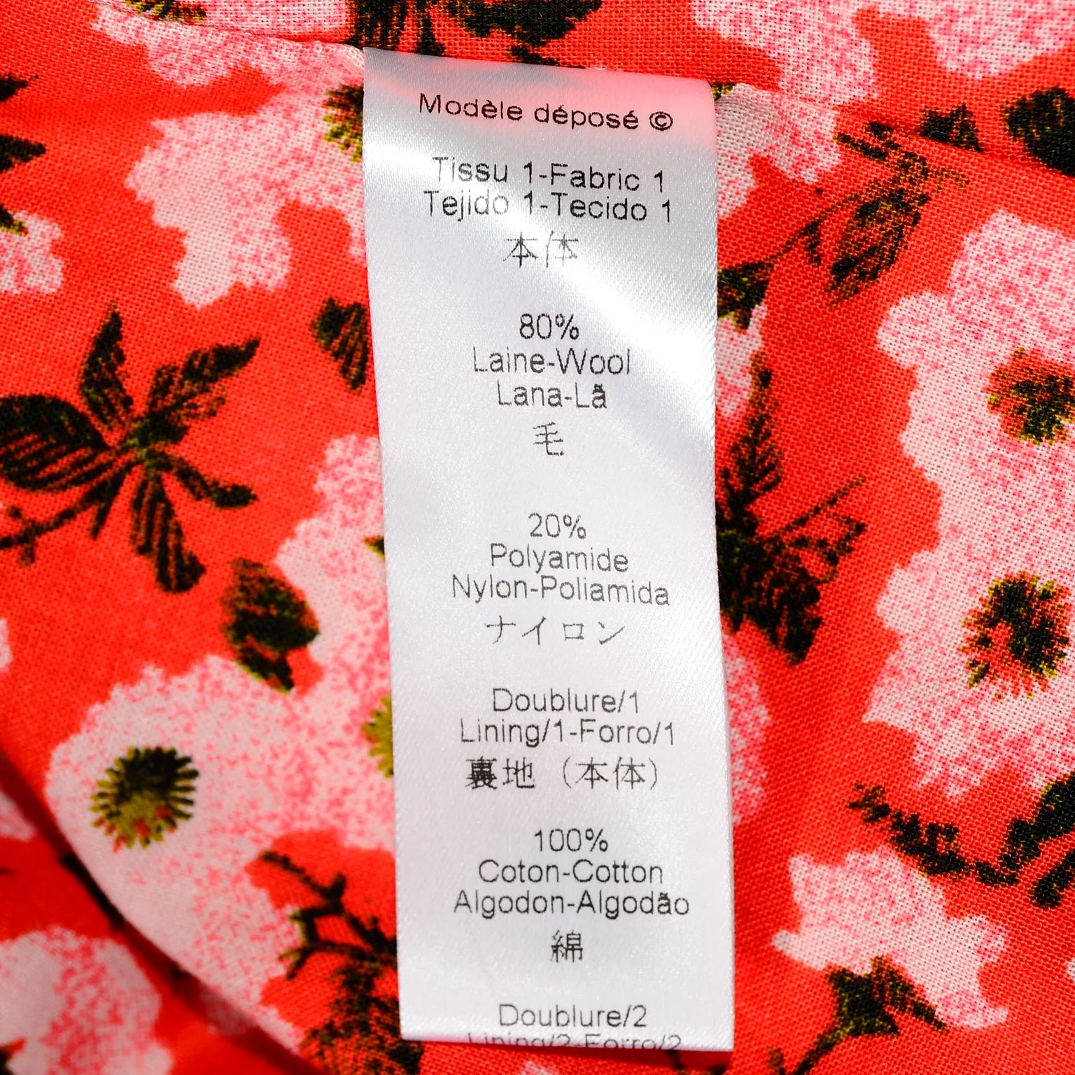 Kenzo Red Wool Blazer Jacket With Floral Back Details