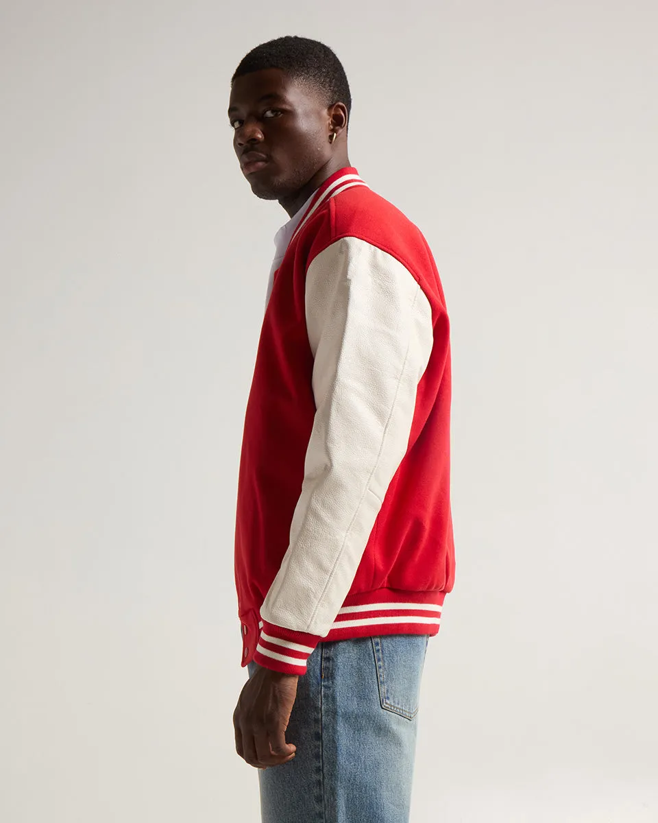 Leather Letterman Jacket - No Logo