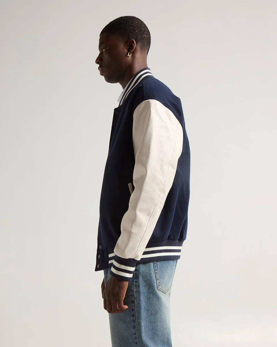 Leather Letterman Jacket - No Logo