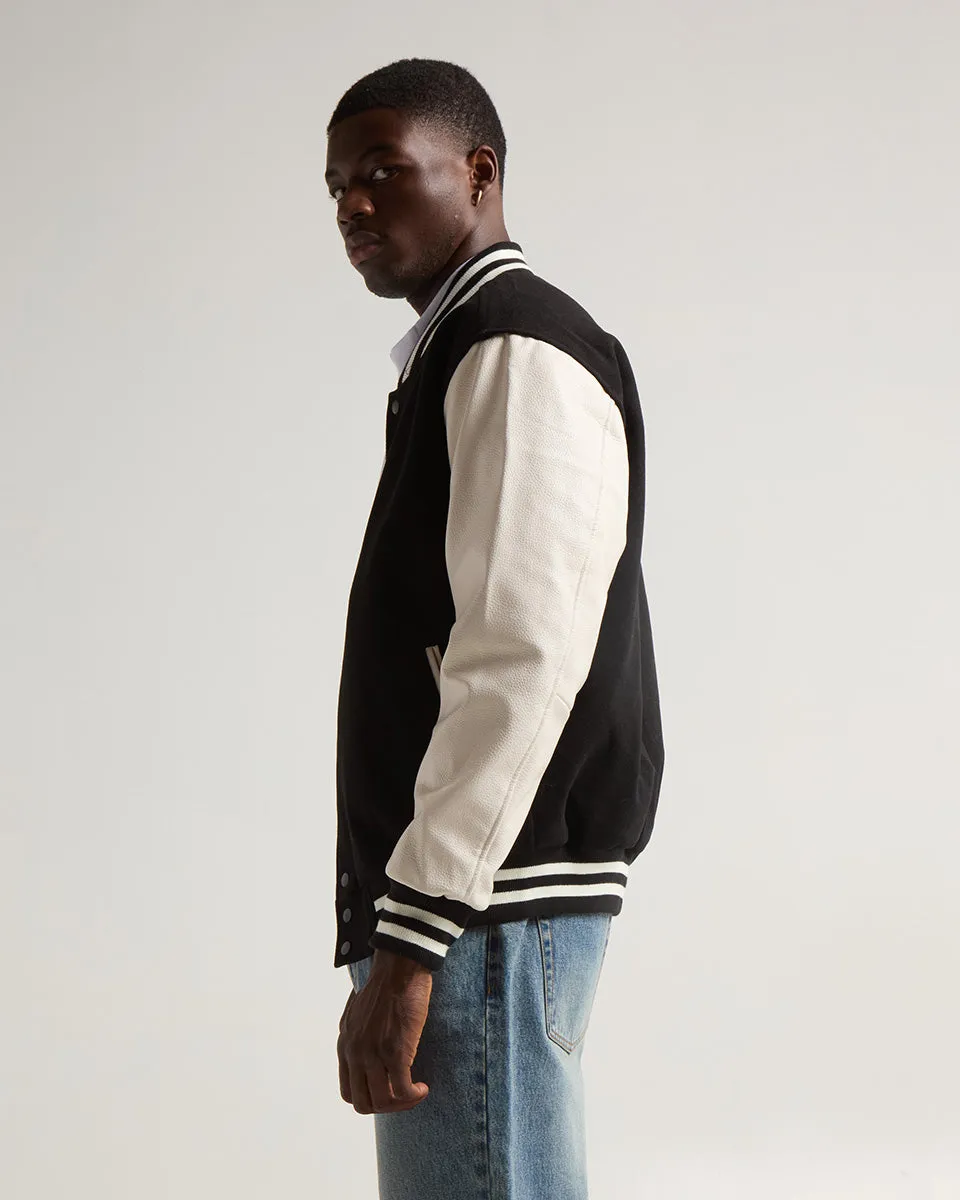 Leather Letterman Jacket - No Logo