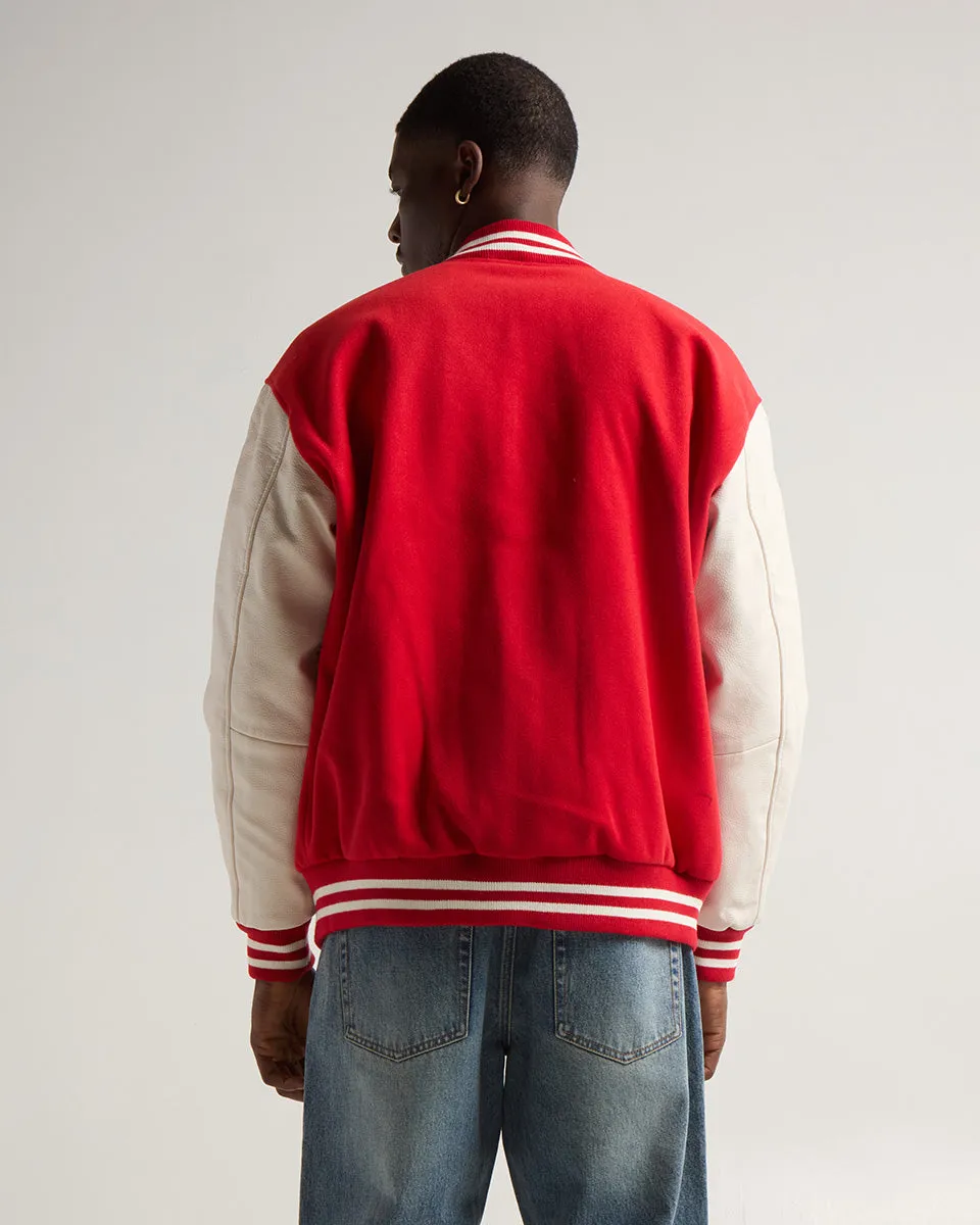 Leather Letterman Jacket - No Logo