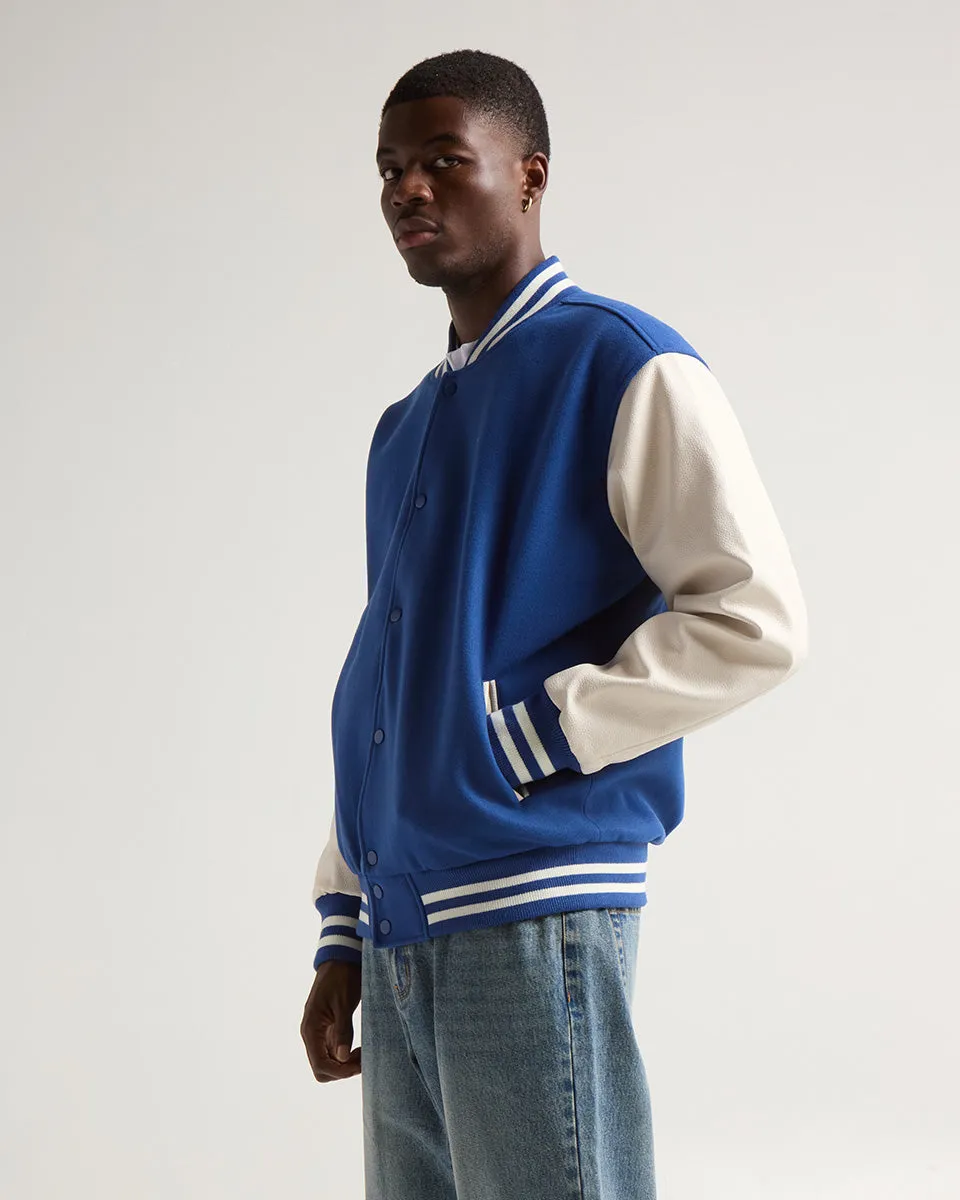 Leather Letterman Jacket - No Logo