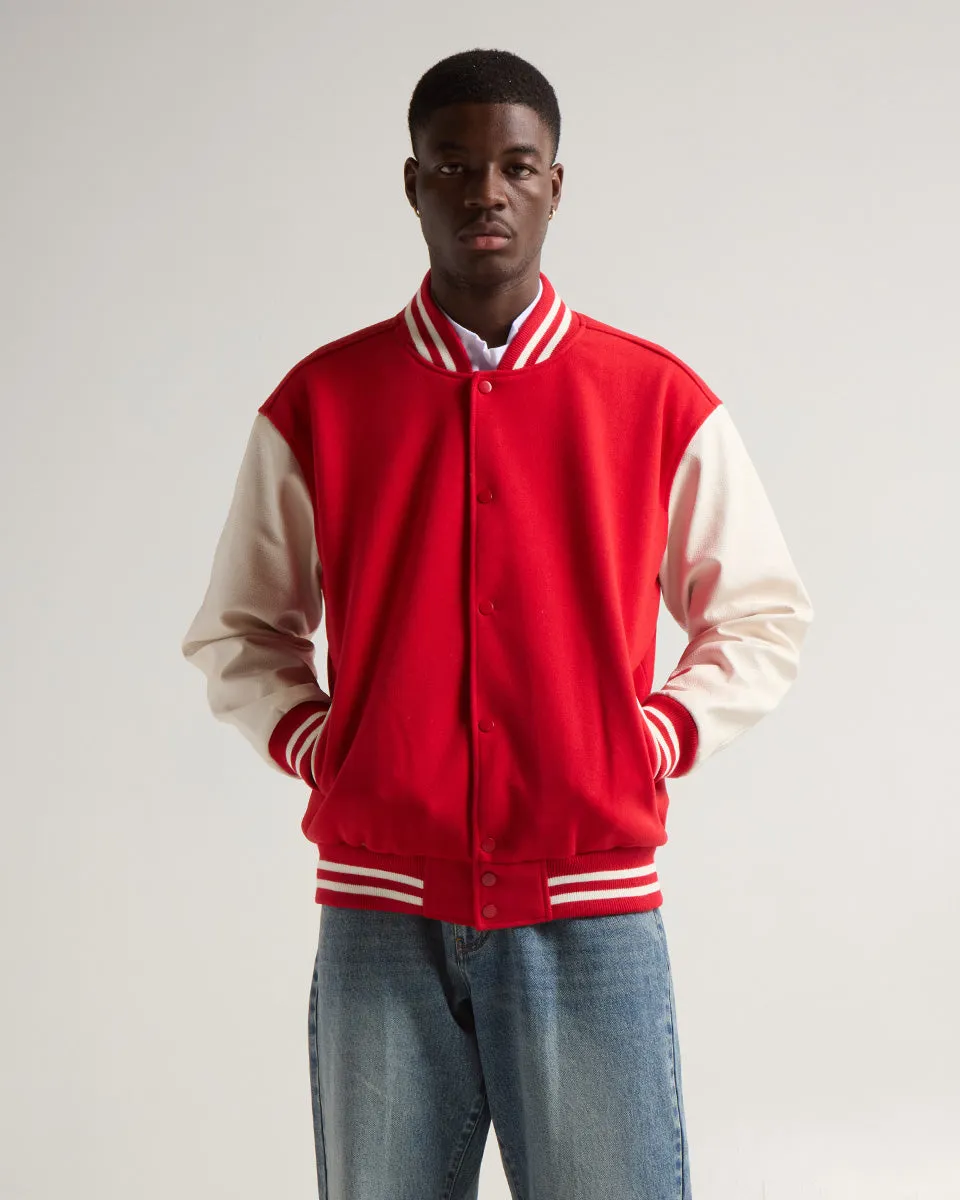 Leather Letterman Jacket - No Logo
