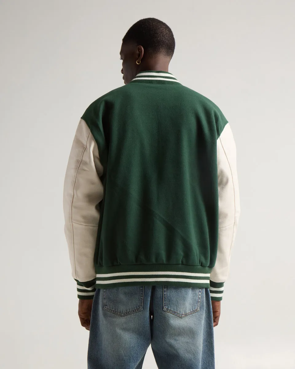 Leather Letterman Jacket - No Logo