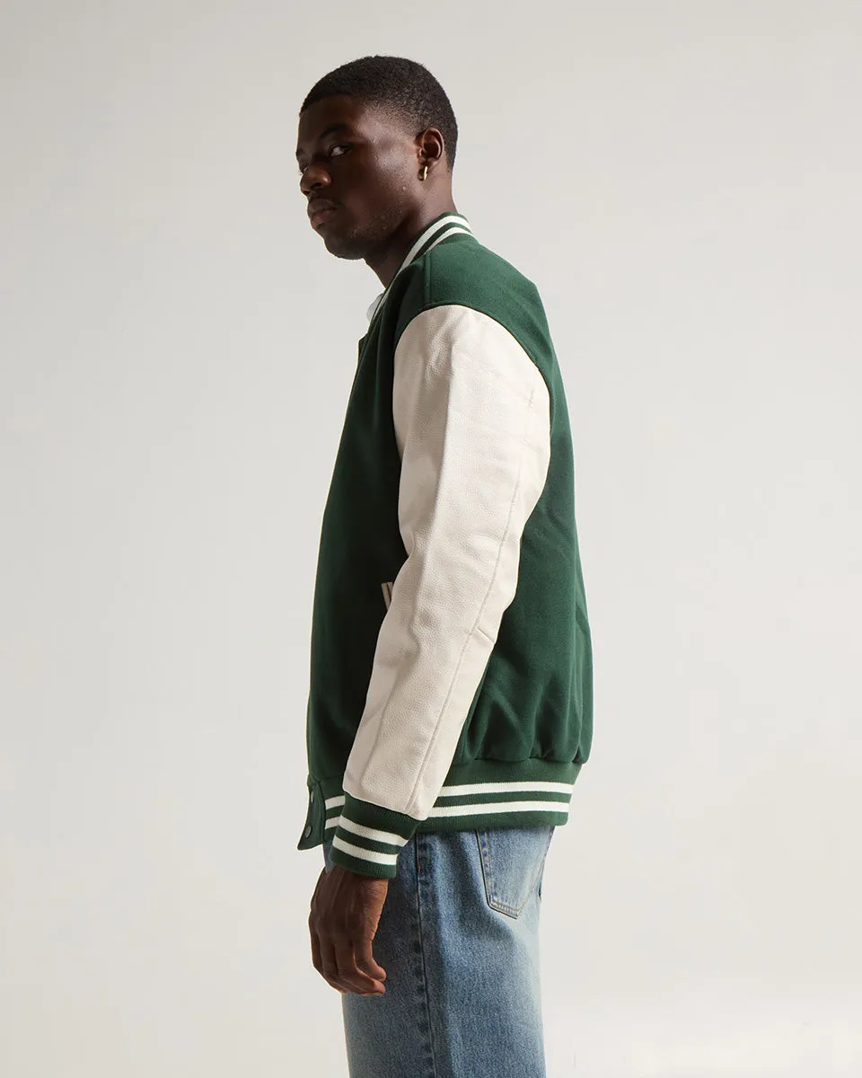 Leather Letterman Jacket - No Logo