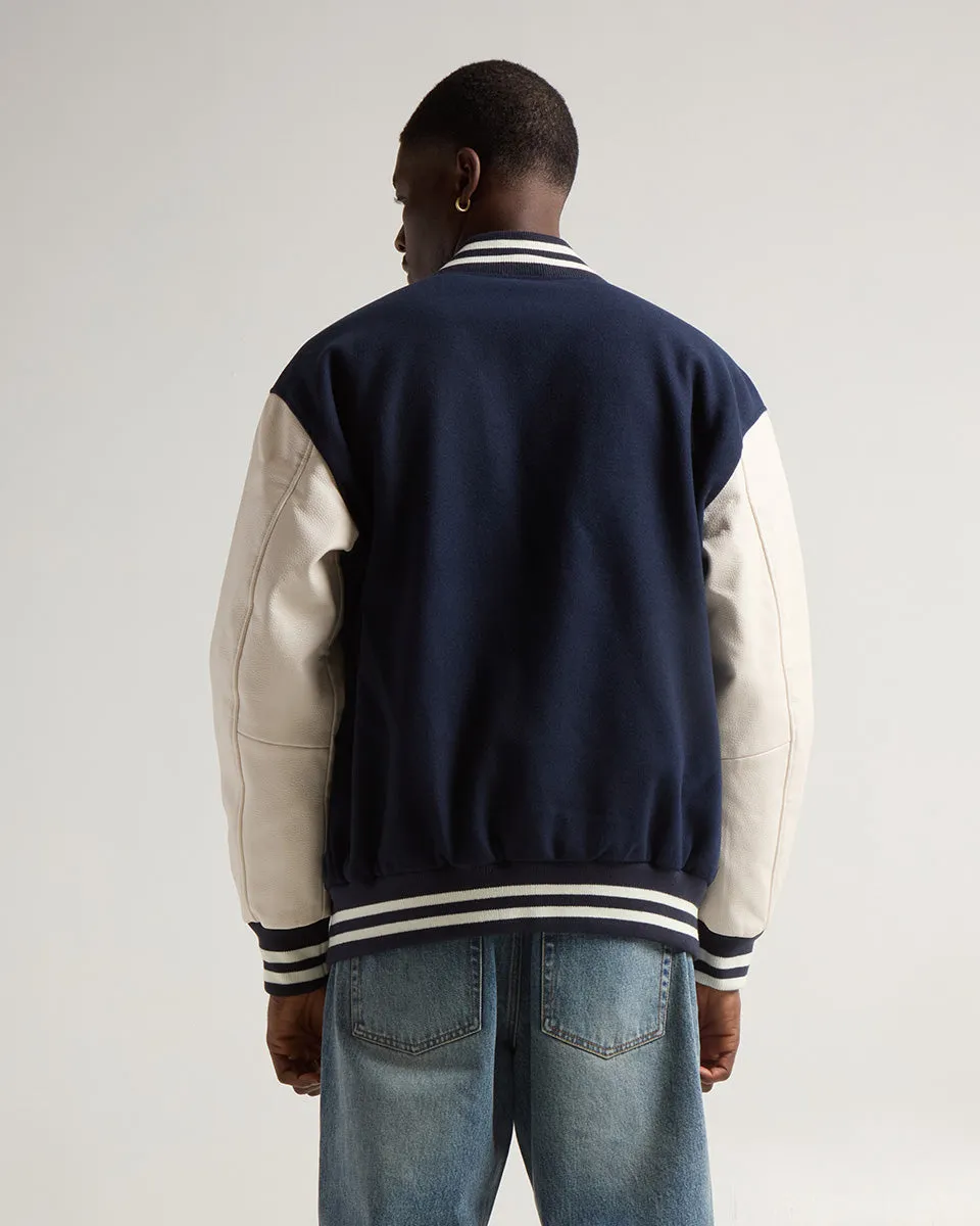 Leather Letterman Jacket - No Logo