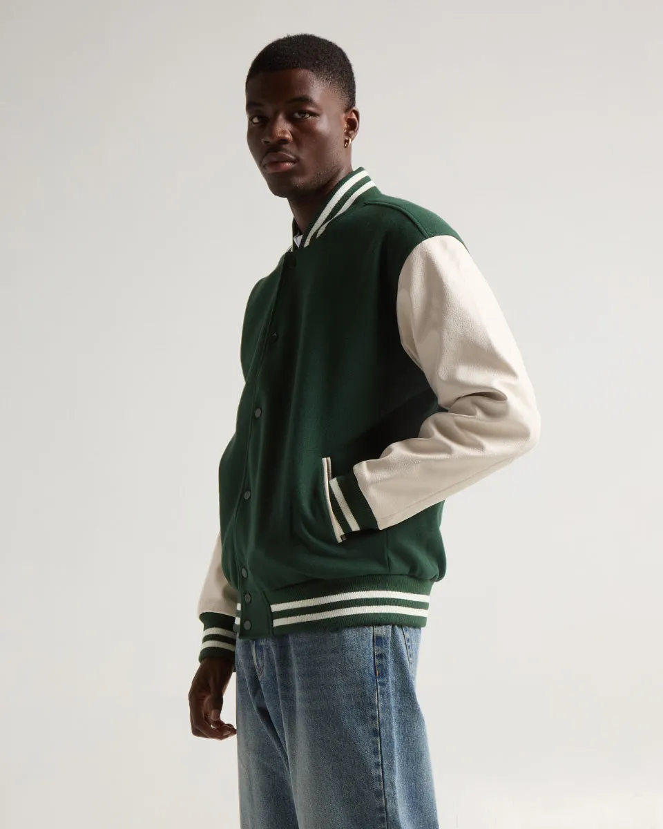 Leather Letterman Jacket - No Logo