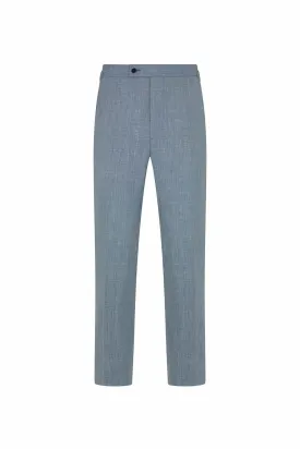 Light Blue Wool, Silk & Linen Trousers