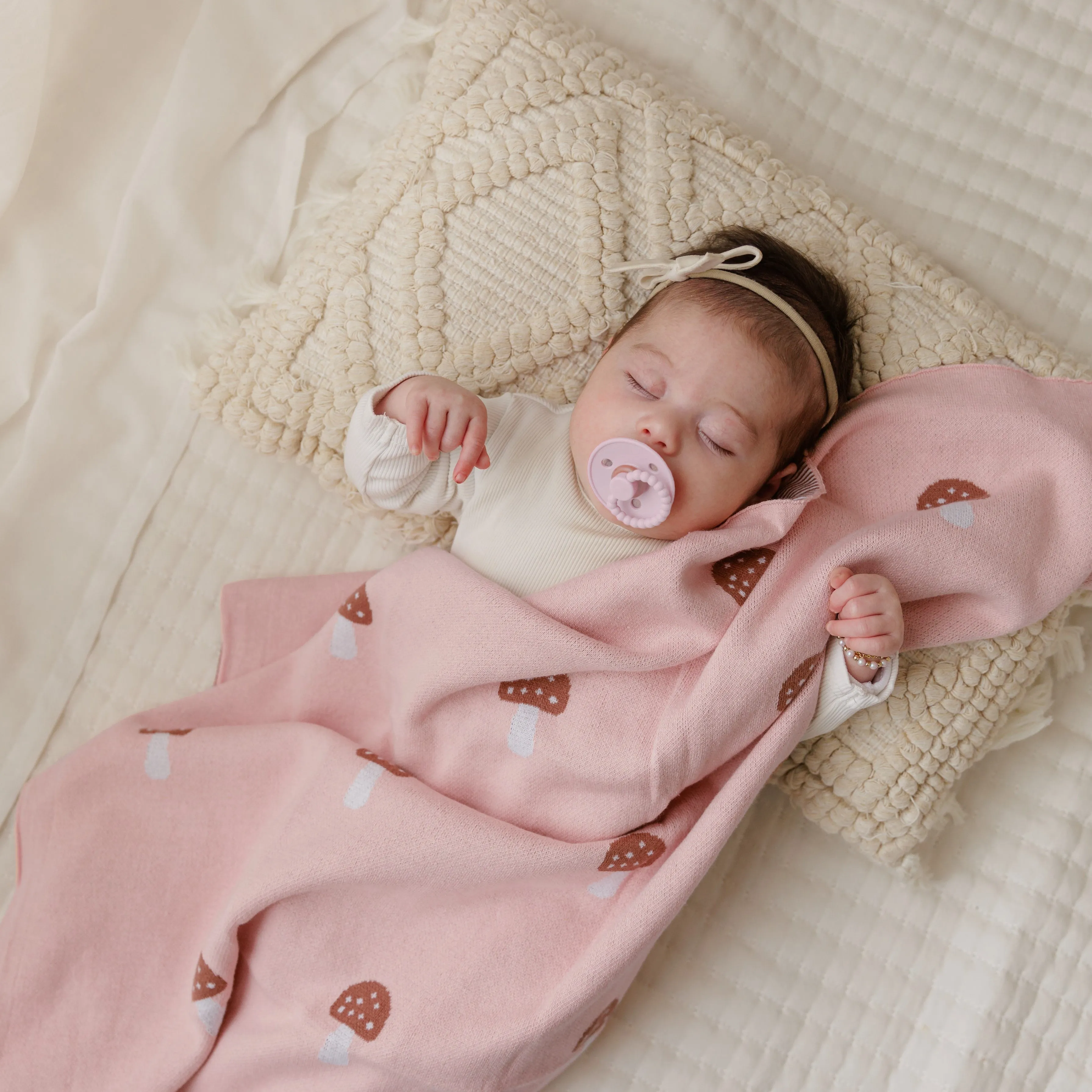 Luxury Knit Mushroom Swaddle Baby Blanket by Bleu La La