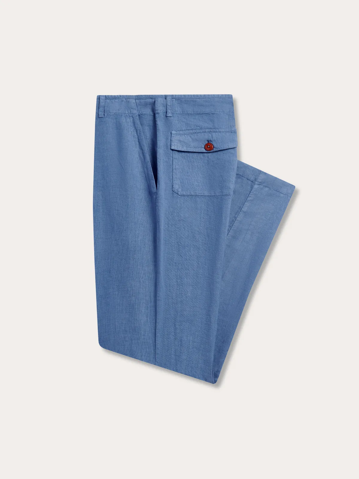 Men's Deep Blue Randall Linen Trousers