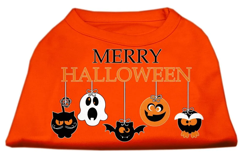 Merry Halloween Screen Print Dog Shirt Orange Med (12)