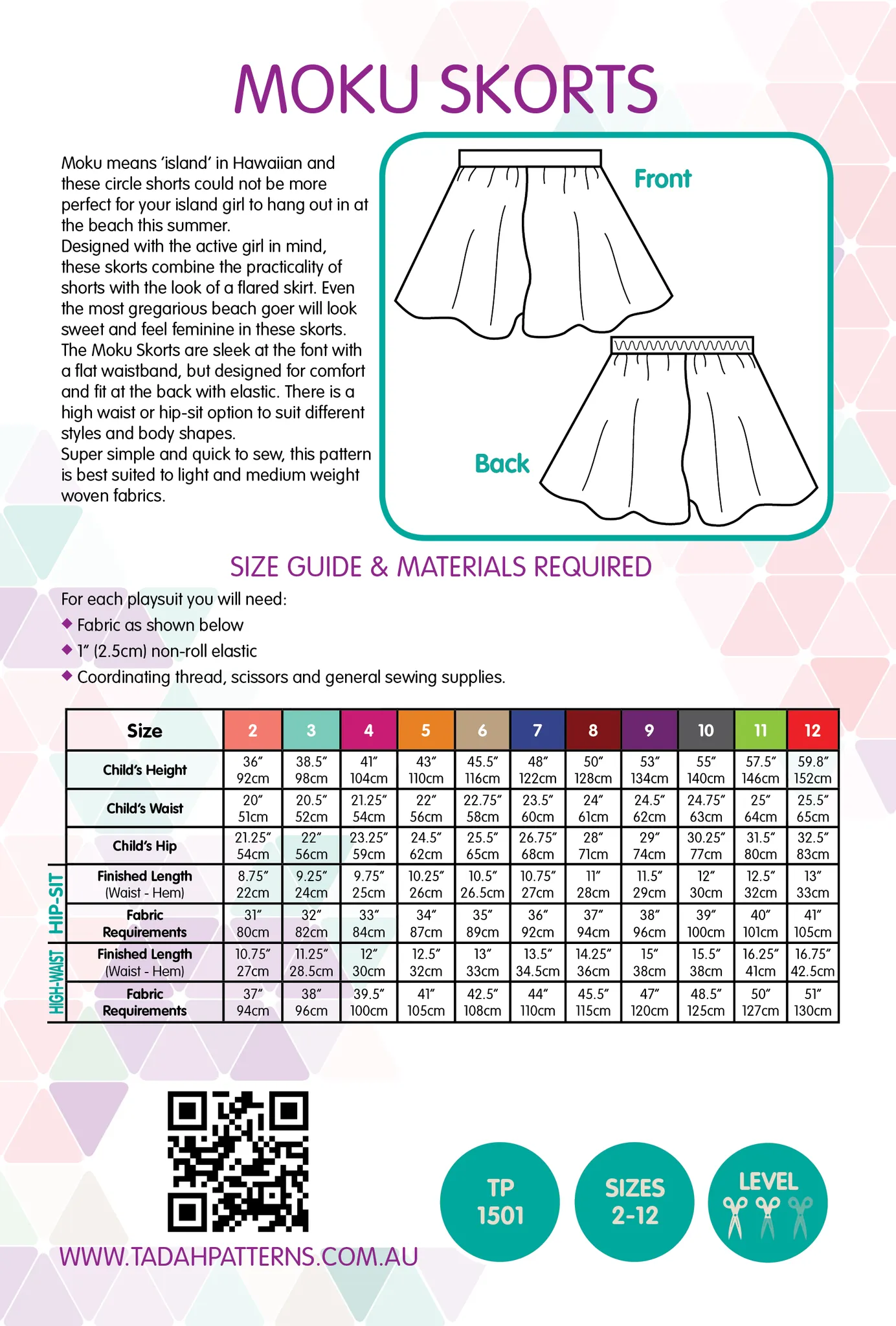 Moku Skorts Sewing Pattern
