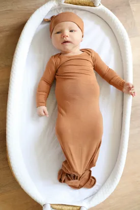 Pecan Solid Bamboo Knotted Gown