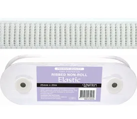 Ribbed Non-Roll Elastic (12mm) - White